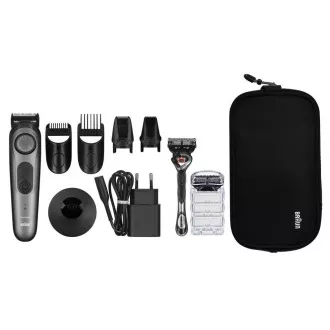 Braun BT7940 Strižnik brade, 0,5-20 mm, polnilni, 4 nastavki   Gillette, siv