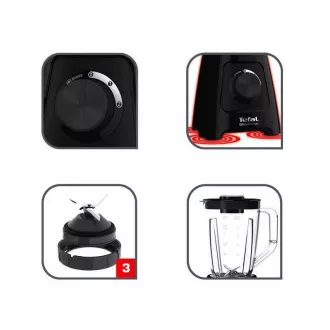 Tefal BL420838 Blendforce 2 namizni mešalnik, 600 W, 2 hitrosti, pulzna funkcija, drobljenje ledu, Smart Lock, črn