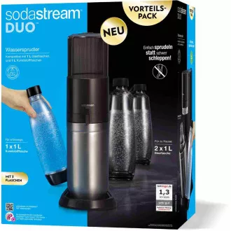 SodaStream Duo Titan Promo-Pack Izdelovalnik sode, 2 stekleni steklenici, 1 plastična steklenica, steklenica CO2, črna SodaStream Duo Titan Promo-Pack Izdelovalnik sode, 2 stekleni steklenici, 1 plastična steklenica, steklenica CO2, črna