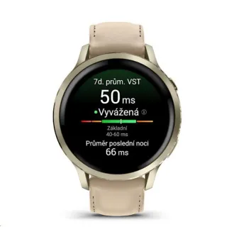 Garmin Venu 4 (41 mm) Zlati/beli silikonski trak in svetlo peščeni usnjeni trak, EU Garmin Venu 4 (41 mm) Zlati/beli silikonski trak in svetlo peščeni usnjeni trak, EU