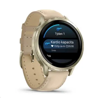 Garmin Venu 4 (41 mm) Zlati/beli silikonski trak in svetlo peščeni usnjeni trak, EU Garmin Venu 4 (41 mm) Zlati/beli silikonski trak in svetlo peščeni usnjeni trak, EU