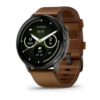 Garmin Venu 4 (45 mm) Slate / črn silikonski trak in rjav usnjen trak, EU Garmin Venu 4 (45 mm) Slate / črn silikonski trak in rjav usnjen trak, EU
