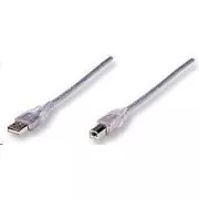 MANHATTAN USB 2.0 A-B kabel 3 m (srebrn)