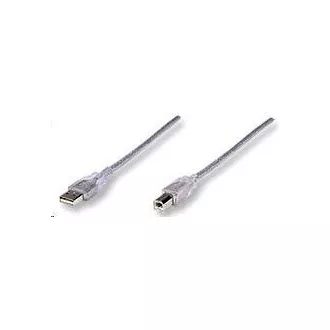 MANHATTAN USB 2.0 A-B kabel 3 m (srebrn)