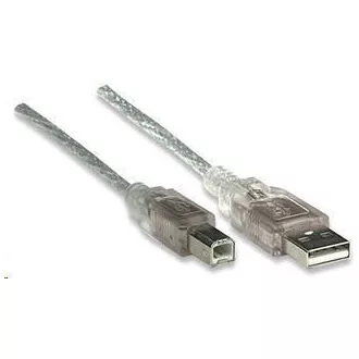 MANHATTAN USB 2.0 A-B kabel 3 m (srebrn)