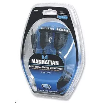 Pretvornik MANHATTAN iz USB v 2x serijska vrata (USB AM/DB9M(2), RS232) Pretvornik MANHATTAN iz USB v 2x serijska vrata (USB AM/DB9M(2), RS232)