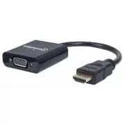 MANHATTAN Pretvornik HDMI na VGA (HDMI moški na VGA ženski, črn, polkrovka)