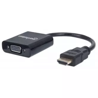 MANHATTAN Pretvornik HDMI na VGA (HDMI moški na VGA ženski, črn, polkrovka)