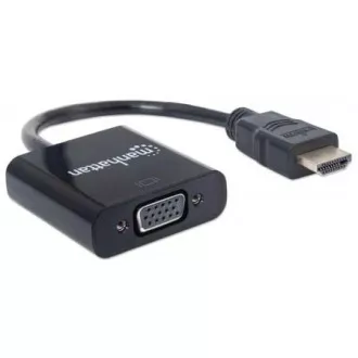 MANHATTAN Pretvornik HDMI na VGA (HDMI moški na VGA ženski, črn, polkrovka)