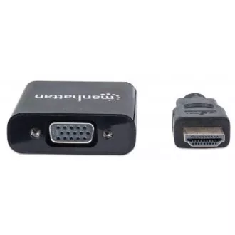 MANHATTAN Pretvornik HDMI na VGA (HDMI moški na VGA ženski, črn, polkrovka)
