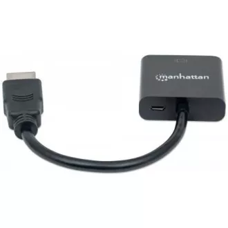 MANHATTAN Pretvornik HDMI na VGA (HDMI moški na VGA ženski, črn, polkrovka)