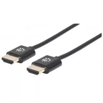 MANHATTAN Ultra tanek hitri kabel HDMI z ethernetom, HEC, ARC, 3D, 4K, HDMI Male to Male, zaščiten, črn, 0, 5 m