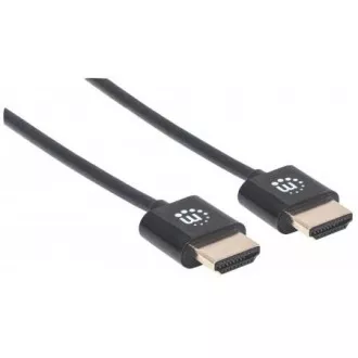 MANHATTAN Ultra tanek hitri kabel HDMI z ethernetom, HEC, ARC, 3D, 4K, HDMI Male to Male, zaščiten, črn, 0, 5 m