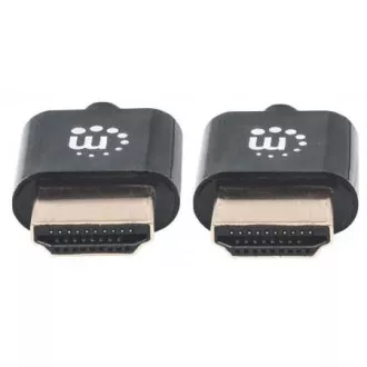 MANHATTAN Ultra tanek hitri kabel HDMI z ethernetom, HEC, ARC, 3D, 4K, HDMI Male to Male, zaščiten, črn, 0, 5 m