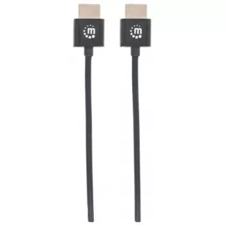 MANHATTAN Ultra tanek hitri kabel HDMI z ethernetom, HEC, ARC, 3D, 4K, HDMI Male to Male, zaščiten, črn, 0, 5 m