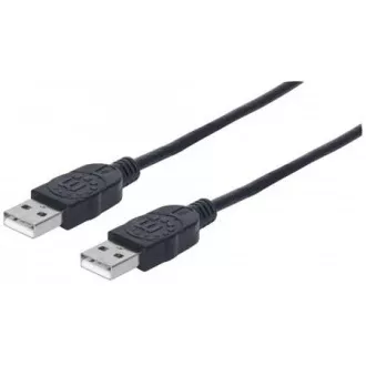 MANHATTAN Kabel USB 2.0, tip A moški do tipa A moški, 1 m, črn