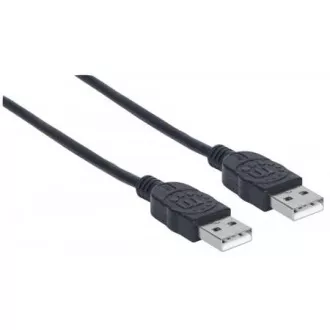 MANHATTAN Kabel USB 2.0, tip A moški do tipa A moški, 1 m, črn