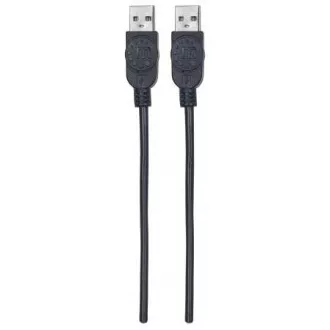 MANHATTAN Kabel USB 2.0, tip A moški do tipa A moški, 1 m, črn