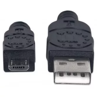 MANHATTAN Kabel USB 2.0 A moški / Micro-B moški, 1,8 m, črn