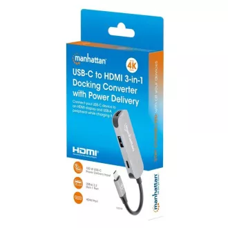 MANHATTAN Priključna postaja USB-C 3in1, 1xHDMI, 1xUSB-C, 1xUSB, siva MANHATTAN Priključna postaja USB-C 3in1, 1xHDMI, 1xUSB-C, 1xUSB, siva