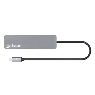 MANHATTAN USB-C 7in1 priklopna postaja, 1xHDMI, 2xUSB-C, 2xUSB, bralnik kartic SD, siva