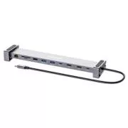 MANHATTAN Priključna postaja USB-C 10v1, 2xHDMI, 2xUSB-C, 3xUSB, 1xRJ45, bralnik kartic SD, siva