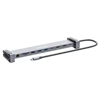 MANHATTAN Priključna postaja USB-C 10v1, 2xHDMI, 2xUSB-C, 3xUSB, 1xRJ45, bralnik kartic SD, siva MANHATTAN Priključna postaja USB-C 10v1, 2xHDMI, 2xUSB-C, 3xUSB, 1xRJ45, bralnik kartic SD, siva