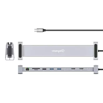MANHATTAN Priključna postaja USB-C 10v1, 2xHDMI, 2xUSB-C, 3xUSB, 1xRJ45, bralnik kartic SD, siva MANHATTAN Priključna postaja USB-C 10v1, 2xHDMI, 2xUSB-C, 3xUSB, 1xRJ45, bralnik kartic SD, siva