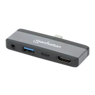 MANHATTAN Priključna postaja USB-C 4v1, 1xHDMI, 1xUSB-C, 1xUSB, 1x3,5 mm, siva