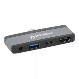 MANHATTAN Priključna postaja USB-C 4v1, 1xHDMI, 1xUSB-C, 1xUSB, 1x3,5 mm, siva