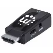 Adapter Manhattan HDMI za VGA, mikro pretvornik, HDMI moški za VGA ženski, zvok, črn