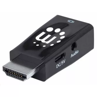 Adapter Manhattan HDMI za VGA, mikro pretvornik, HDMI moški za VGA ženski, zvok, črn