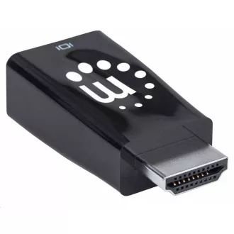 Adapter Manhattan HDMI za VGA, mikro pretvornik, HDMI moški za VGA ženski, zvok, črn