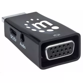 Adapter Manhattan HDMI za VGA, mikro pretvornik, HDMI moški za VGA ženski, zvok, črn
