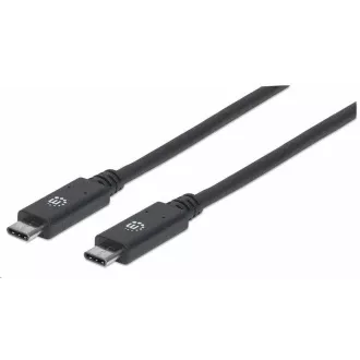Manhattan USB-C kabel, USB 3.1 Gen 2, USB-C moški do USB-C moški, 10 Gbps, 5 A, 1 m, črn