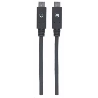 Manhattan USB-C kabel, USB 3.1 Gen 2, USB-C moški do USB-C moški, 10 Gbps, 5 A, 1 m, črn