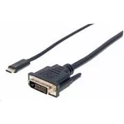 Manhattan kabel USB-C do DVI, 2 m, črn
