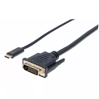 Manhattan kabel USB-C do DVI, 2 m, črn