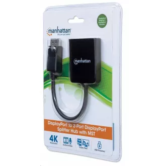 Manhattan Hub, vozlišče MST, DisplayPort na dvojni DisplayPort (M/F), 4K@30Hz, črno Manhattan Hub, vozlišče MST, DisplayPort na dvojni DisplayPort (M/F), 4K@30Hz, črno