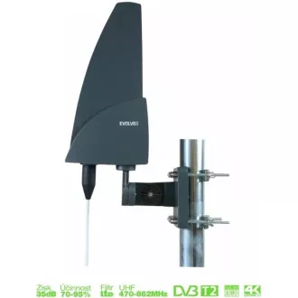 EVOLVEO Shark, aktivna zunanja antena DAB /DVB-T2, LTE, 4G, 5G filter