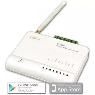 EVOLVEO Sonix - brezžični alarm GSM (4 daljinski upravljalniki, senzor gibanja PIR, senzor vrat/oken, zunanji zvočnik, Android/iPhone)
