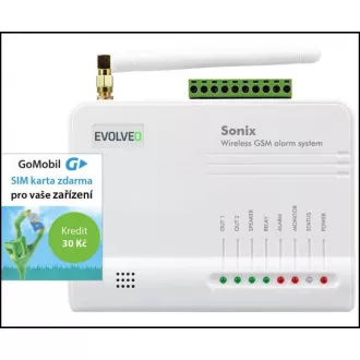 EVOLVEO Sonix - brezžični alarm GSM (4 daljinski upravljalniki, senzor gibanja PIR, senzor vrat/oken, zunanji zvočnik, Android/iPhone)