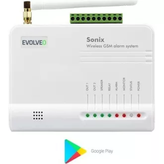 EVOLVEO Sonix - brezžični alarm GSM (4 daljinski upravljalniki, senzor gibanja PIR, senzor vrat/oken, zunanji zvočnik, Android/iPhone)