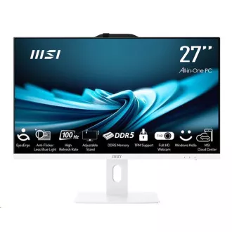 MSI PC AiO PRO AP272P 14M-887XEU, i7-14700, 27" FHD, proti bleščanju, brez dotika, 16GB, 1TB SSD, N/A, brez OS, bela