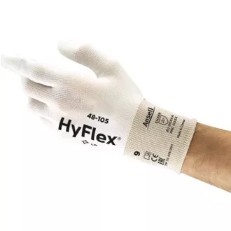 Prevlečene rokavice ANSELL HYFLEX 48-105, bele, velikost 10