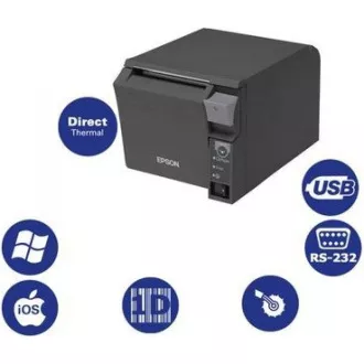 EPSON TM-T70II blagajniški tiskalnik, USB   serijski, črn, rezalnik, z napajalnikom