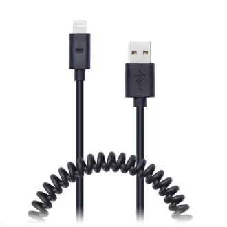CONNECT IT Wirez Apple Lightning - spiralni upogljivi kabel USB, 1, 2 m, črn