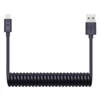 CONNECT IT Wirez Apple Lightning - spiralni upogljivi kabel USB, 1, 2 m, črn