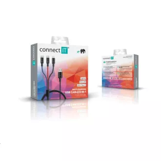 CONNECT IT Wirez 3v1 USB-C & Micro USB & Lightning, 1, 2 m