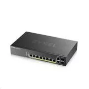 Zyxel GS2220-10HP 10-portno upravljano gigabitno stikalo L2 PoE, 8x gigabitni RJ45, 2x gigabitni RJ45/SFP, PoE 180 W